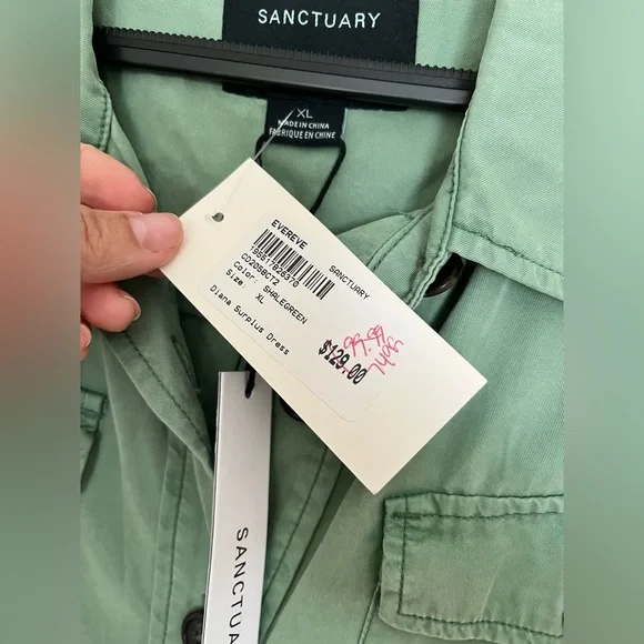 NWT Sanctuary Diana Surplus mini dress shale green XL - Picture 6 of 9